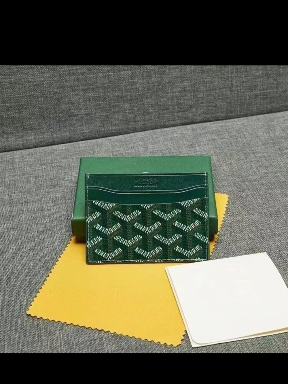 Goyard Forest Green Chevron Card Case